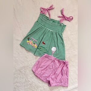 Green and Pink Striped Matching Set